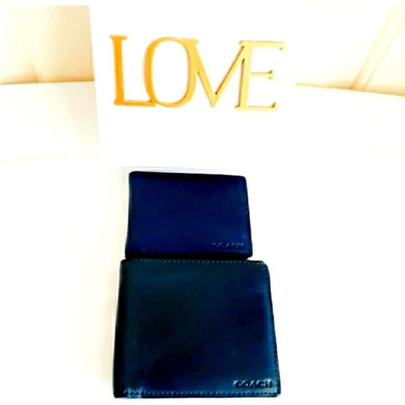 Coach Other - Coach Men Compact Calf Leather Blue Wallet